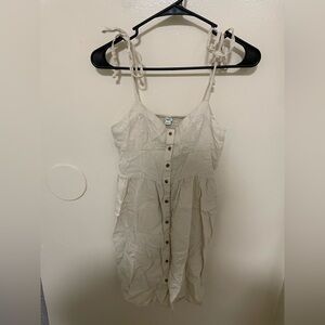 aerie Cream Button-Front Tie-Strap Sundress